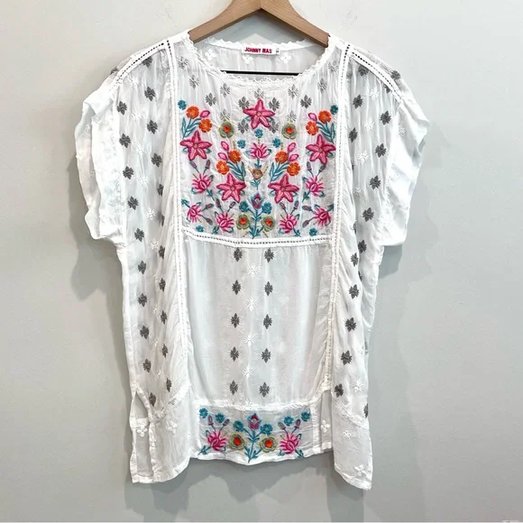 Johnny Was Colorful Floral Eyelet Embroidered Top - Picture 2 of 11